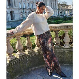 NWT ESQUALO "Sneaky Eve'' Snake Print Long Skirt